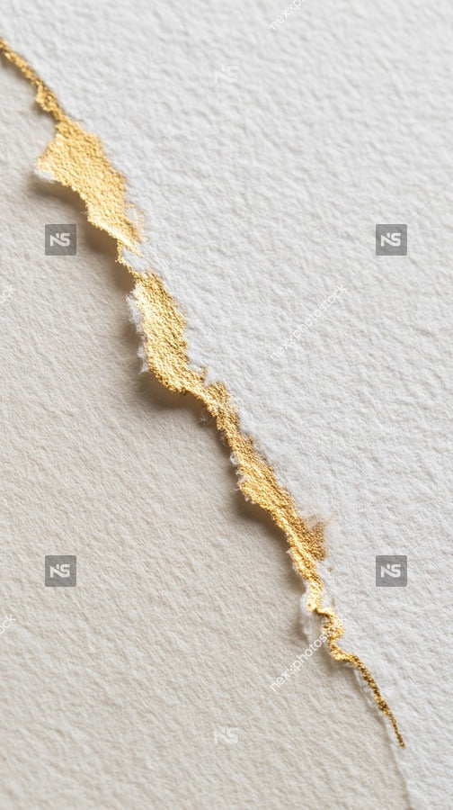 Gold Foil Tear Art On Paper — Stock Photo