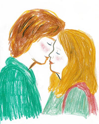 Hand Drawn Illustration Of A Man And Woman In A Close Embrace Sharing A Kiss On The Lips — Stock Illustration