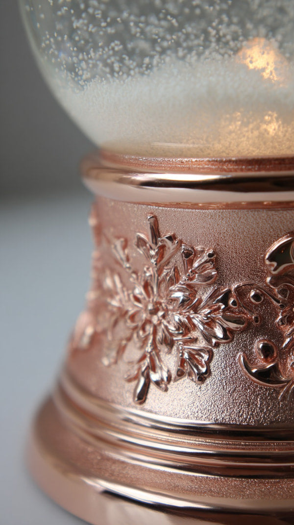 A Copper Snow Globe With Sparkling Snowflakes — Stock Photo
