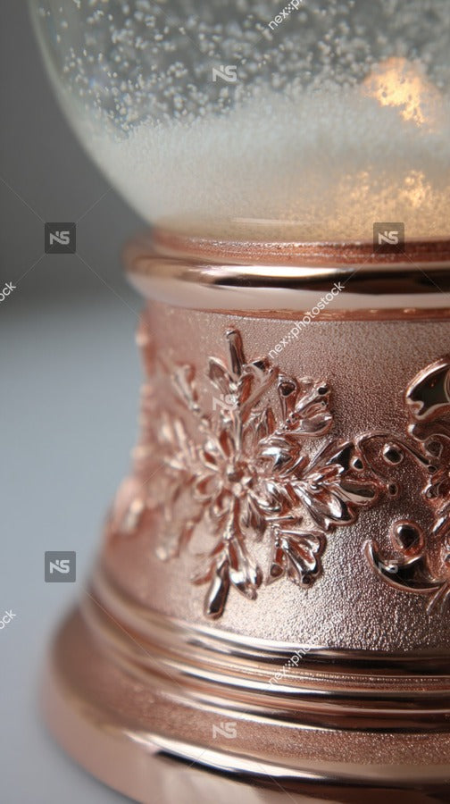 A Copper Snow Globe With Sparkling Snowflakes — Stock Photo
