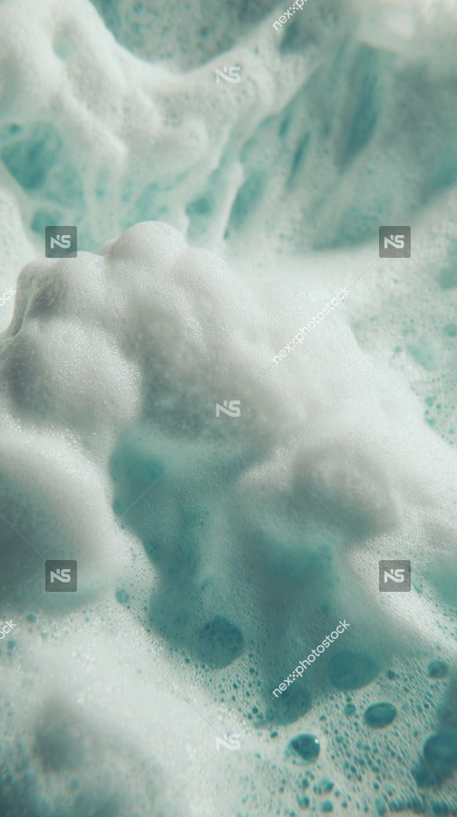 Foamy Blue Liquid With White Bubbles Close Up View — Stock Photo
