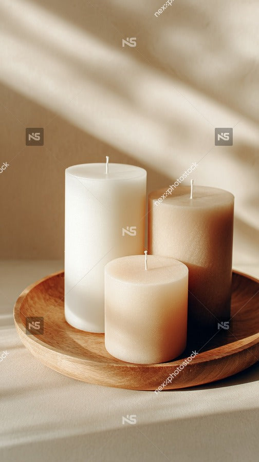 Three Candles On A Tray 2 — Stock Photo
