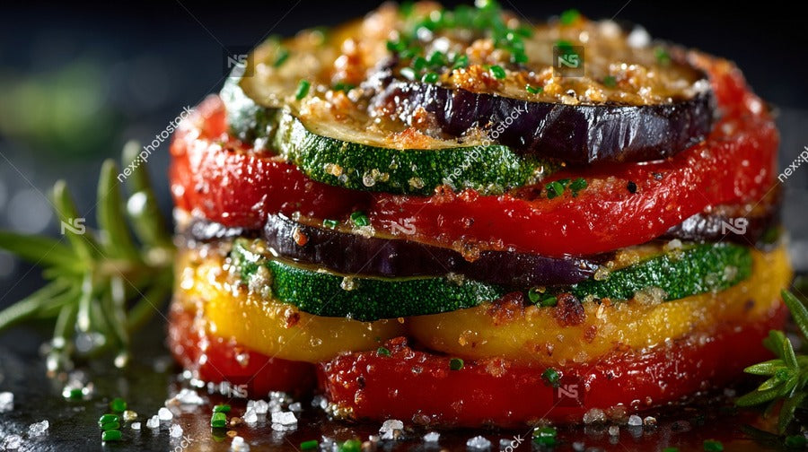 A Close Up Image Of A Vegetable Lasagna Layers Of Zucchini Tomato Sauce And Parmesan Cheese — Stock Photo