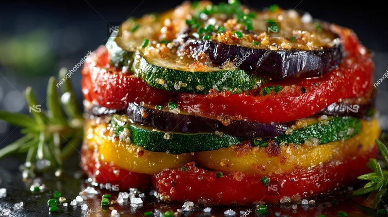 A Close Up Image Of A Vegetable Lasagna Layers Of Zucchini Tomato Sauce And Parmesan Cheese — Stock Photo