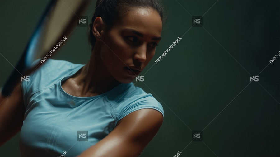 A Female Tennis Player Captured Mid Swing Holding A Racket And Focused On The Ball — Stock Photo