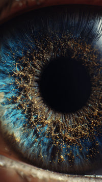 Human Portrait Close Up Of A Human Eye With Specks Of Gold Showcasing The Intricate Details And Vibrant Colors Within The Iris — Stock Photo