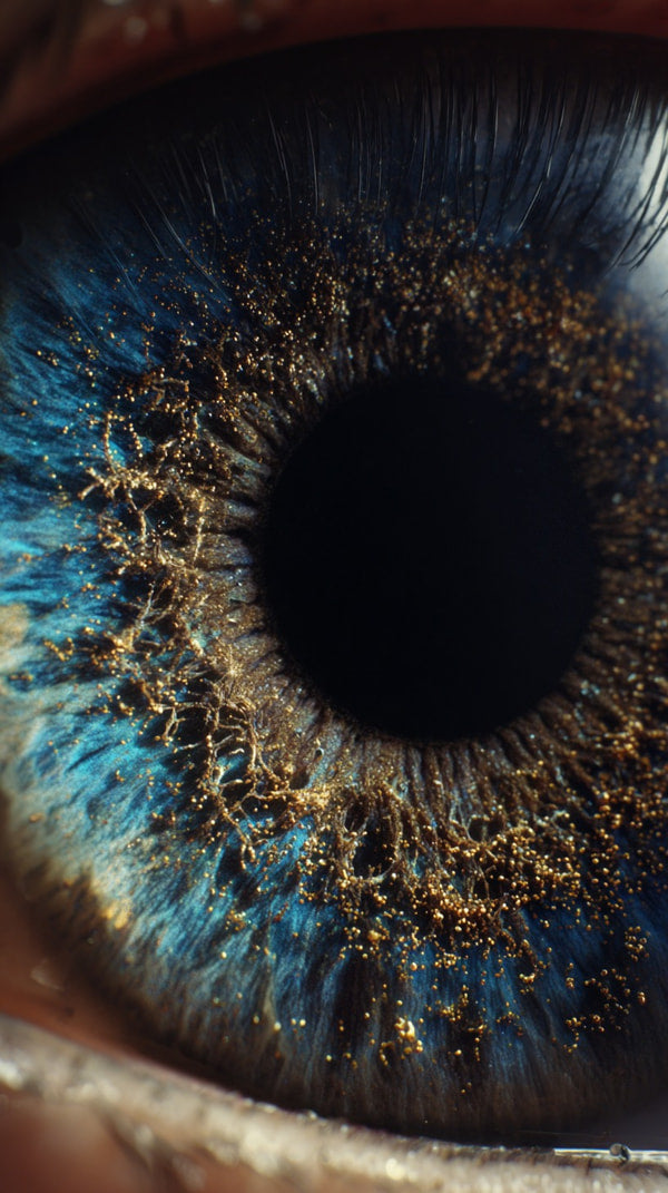 Human Portrait Close Up Of A Human Eye With Specks Of Gold Showcasing The Intricate Details And Vibrant Colors Within The Iris — Stock Photo