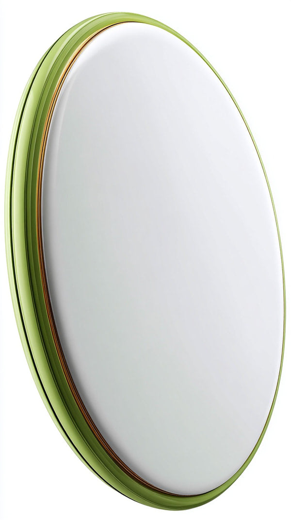 A Round Mirror With A Wooden Frame — Stock Photo