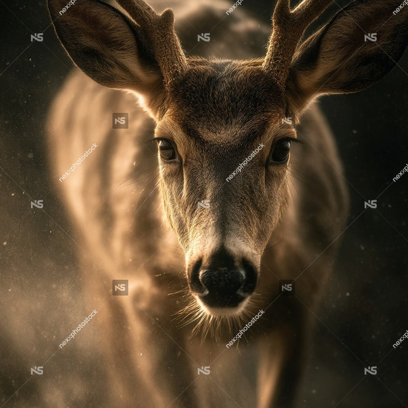 A Deer Standing In A Forest With A Blurred Background Showcasing Its Majestic Appearance And The Serene Wilderness Setting — Stock Photo