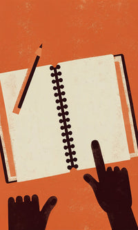An Open Notebook With A Pencil Resting On Top Placed On A Table — Stock Illustration