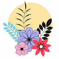 Floral Sunburst Design With A Variety Of Flowers And Leaves Set Against A Yellow Background — Stock Vector