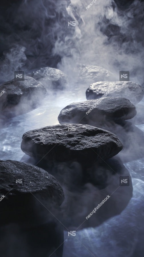 Steam Filled Cave With Rocks — Stock Photo