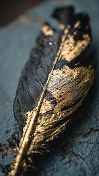 Golden Feather With Blackened Tip — Stock Photo