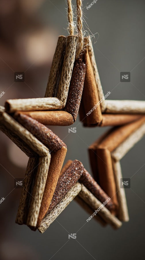 A Cinnamon Star Anise Ornament In A Close Up Shot With Its Spices Arranged To Form A Festive Star Shape — Stock Photo