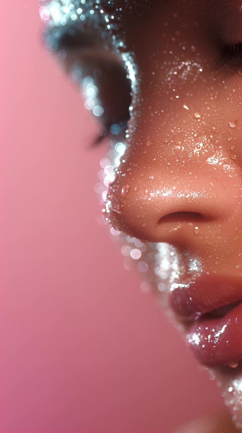 glittery close up of a person s face - Stock Video