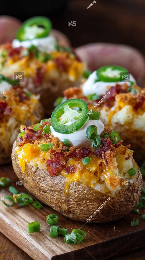 Potato Skins Topped With Bacon Sour Cream And Chives — Stock Photo