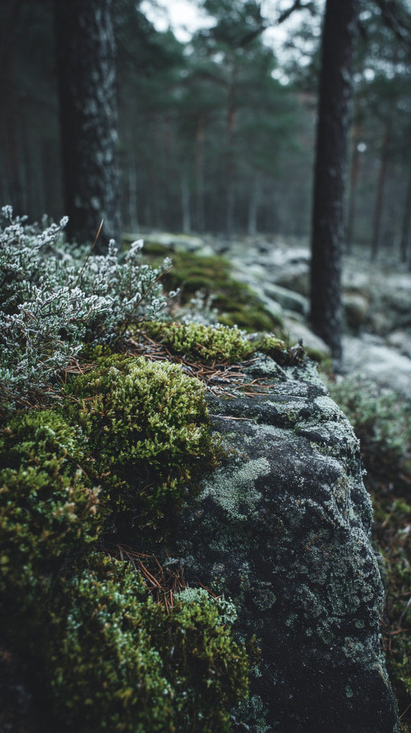 Moss Covered Stone Wall In A Forested Area With A Focus On The Moss And The Texture Of The Wall — Stock Photo