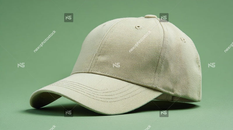 Tan Baseball Cap With A Logo On The Front Placed Against A Green Background — Stock Photo