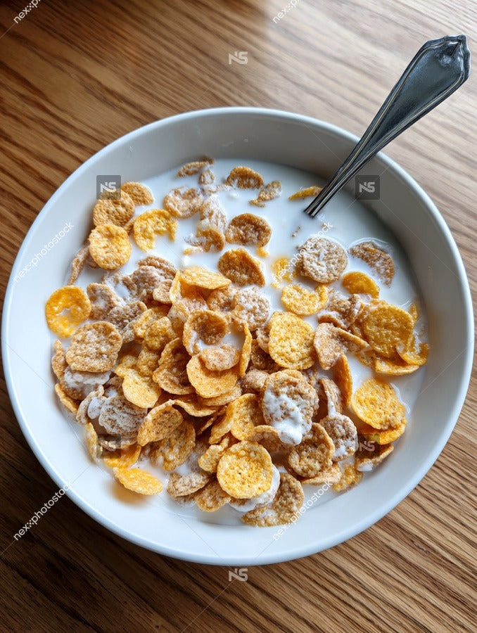 Bowl Of Cereal With Spoon — Stock Photo