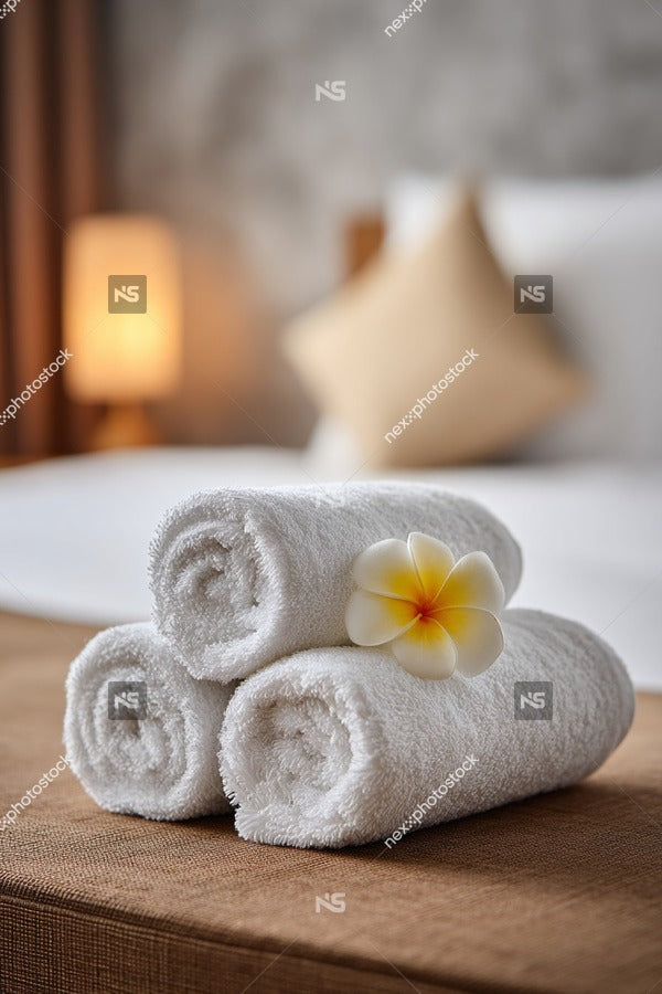 Towels Neatly Folded On A Bed — Stock Photo