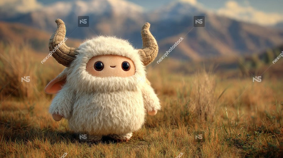 A Stuffed Sheep Wearing Antlers Is Placed In A Desert Landscape Creating An Amusing And Whimsical Scene — Stock Photo