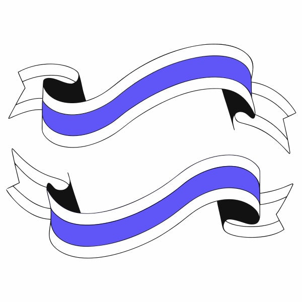 Stylized Graphic Of A Blue And White Striped Ribbon With A Curved Wavy Pattern — Stock Vector