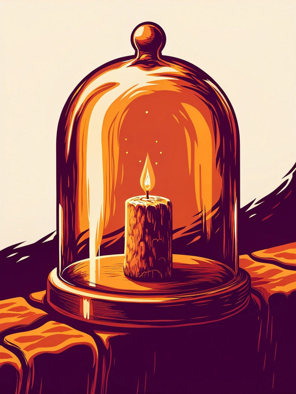 Glass Cage With Lit Candle Inside — Stock Illustration