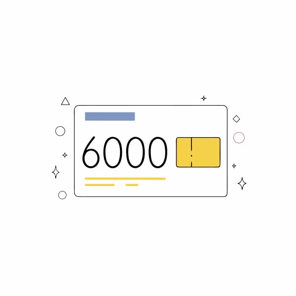 Digital Card With Number 6000 — Stock Vector