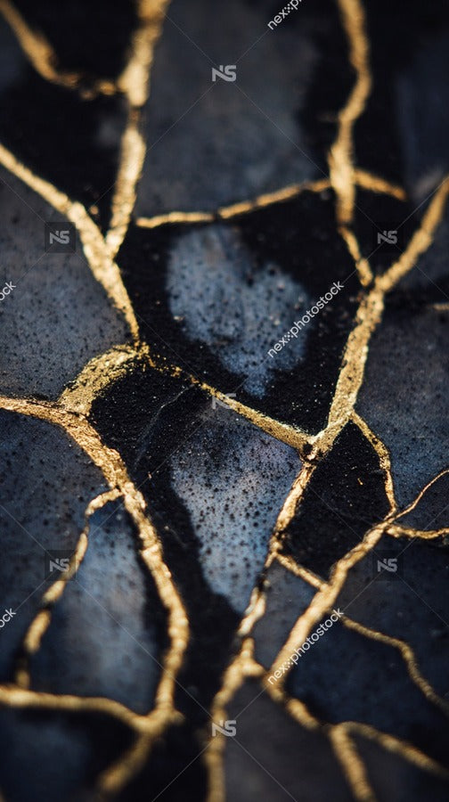 Cracked Glass Art With Gold Foil Accents — Stock Photo