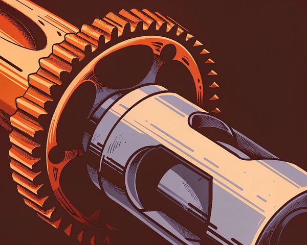 Gear Mechanism With Close Up View Of Gears And Metal Parts Emphasizing Intricate Details And Mechanical Components — Stock Illustration