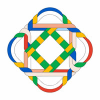 Colorful Knot Design With Intertwining Strands In Shades Of Red Blue Yellow And Green — Stock Vector