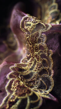Gold Lace Embroidery Detail On Fabric — Stock Photo