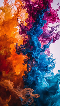 Colorful Ink Splashing In A Close Up Shot With Vibrant Hues Of Red Blue And Purple Against A White Background — Stock Photo