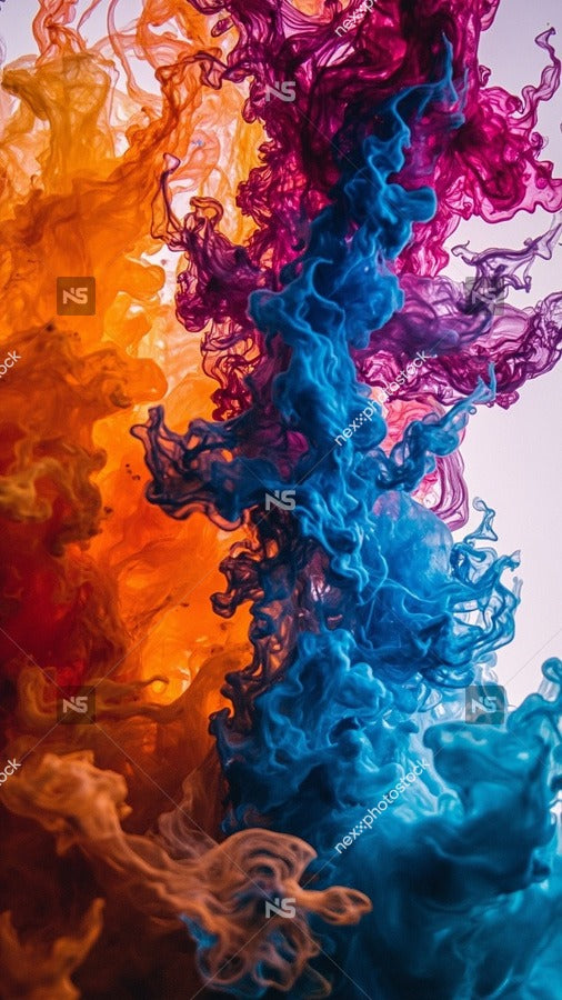 Colorful Ink Splashing In A Close Up Shot With Vibrant Hues Of Red Blue And Purple Against A White Background — Stock Photo