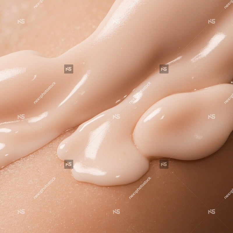 A Close Up View Of A Creamy Substance Being Applied To Someone S Skin Showcasing Its Texture And Consistency — Stock Photo