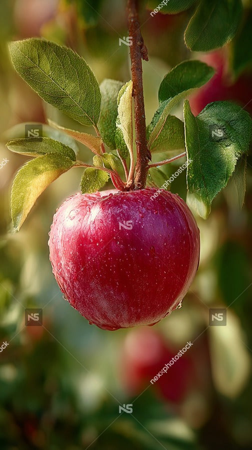 Red Apple Hanging From Tree In Orchard 2 — Stock Photo