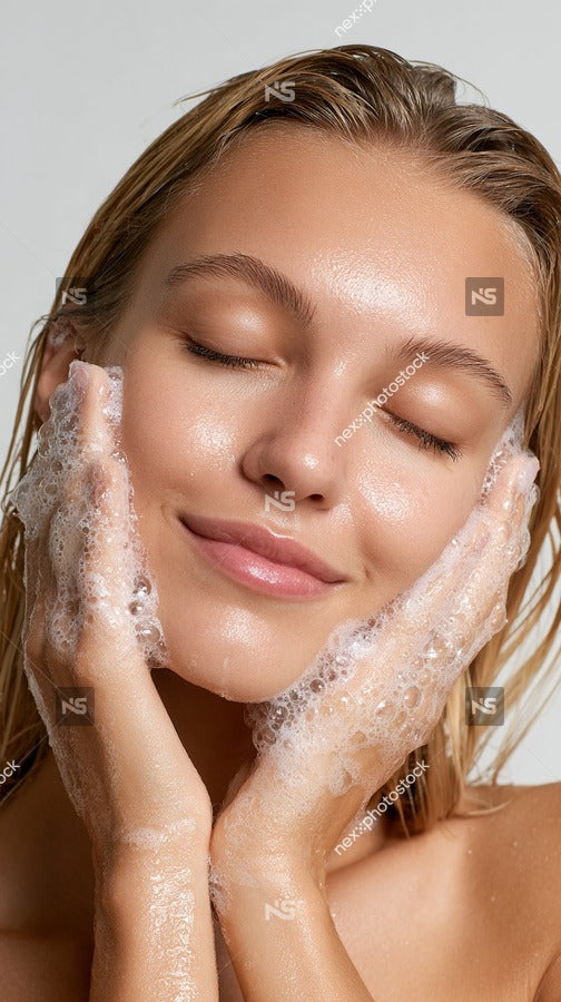 A Woman Applying Skincare Products To Her Face — Stock Photo