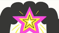Pink Starburst Graphic With Black Silhouette Of Clouds And Rays Of Light Emanating From It — Stock Vector