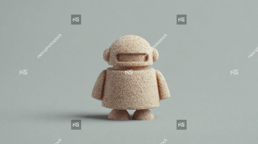 A Robot Figure Is Prominently Displayed In A Studio Setting With A Neutral Background That Highlights Its Design And Details — Stock Photo