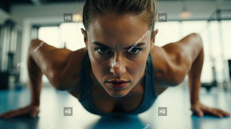 Woman Performing Push Up Exercise In Gym 2 — Stock Photo