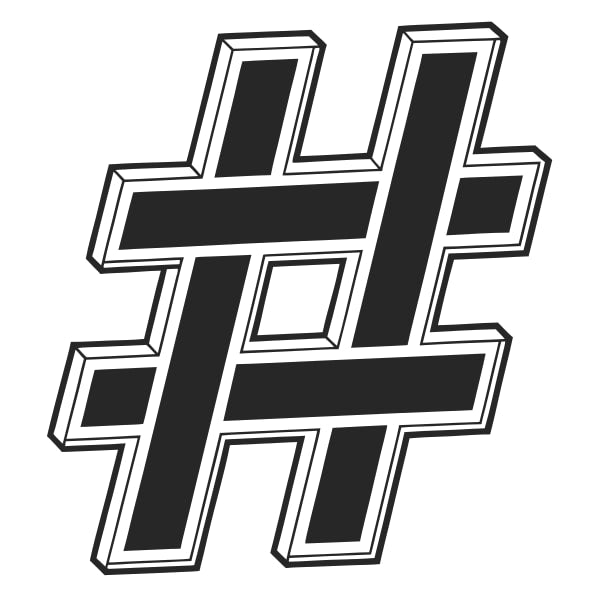 Black And White Graphic Design Of A Stylized Letter H Resembling The Hashtag Symbol — Stock Vector