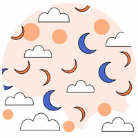 A Whimsical Pattern A Repeating Motif Of Clouds Moons And Sleepy Eyes Creating A Dreamy And Calming Visual Effect — Stock Vector