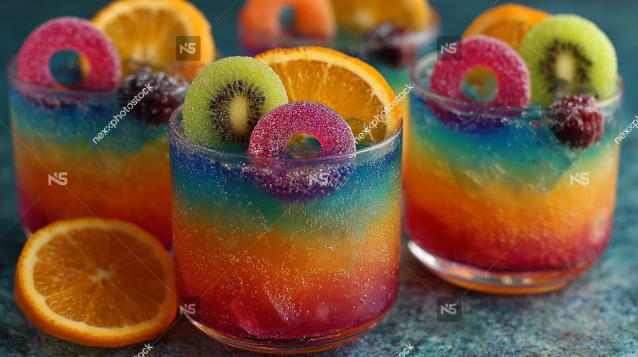 Colorful Fruit Drinks With A Rainbow Twist — Stock Photo