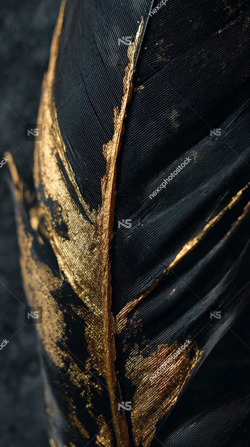 Golden Feather With Black Background — Stock Photo
