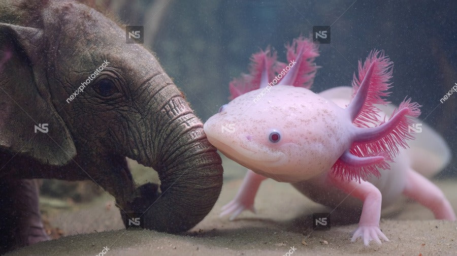 Two Amphibians One With Pink Fins And The Other With A Long Snout Are In An Aquarium — Stock Photo