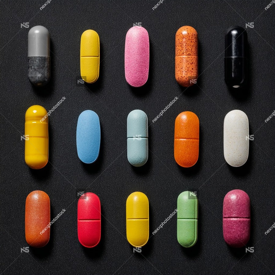 Displays A Collection Of Pills Arranged Neatly In Rows Each Pill Having A Different Color Coating — Stock Photo