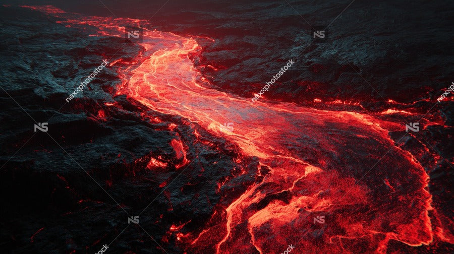 Red Lava Flow In Volcanic Crater — Stock Photo