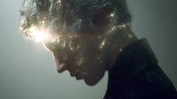 A Cosmic Portrait Of A Person With A Starry Sky Effect Over Their Head Set Against A Dark Background — Stock Photo