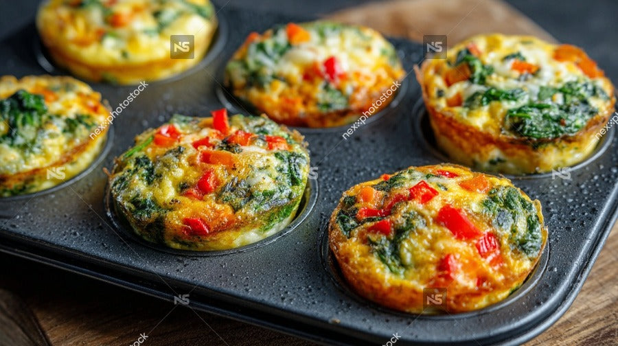 Mini Muffin Tins With Spinach Egg Muffins — Stock Photo
