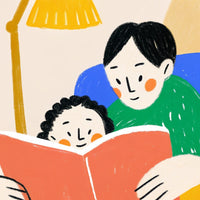 A Family Reading Together A Woman And Child Sharing A Book A Cozy Indoor Scene With A Lamp In The Background — Stock Illustration